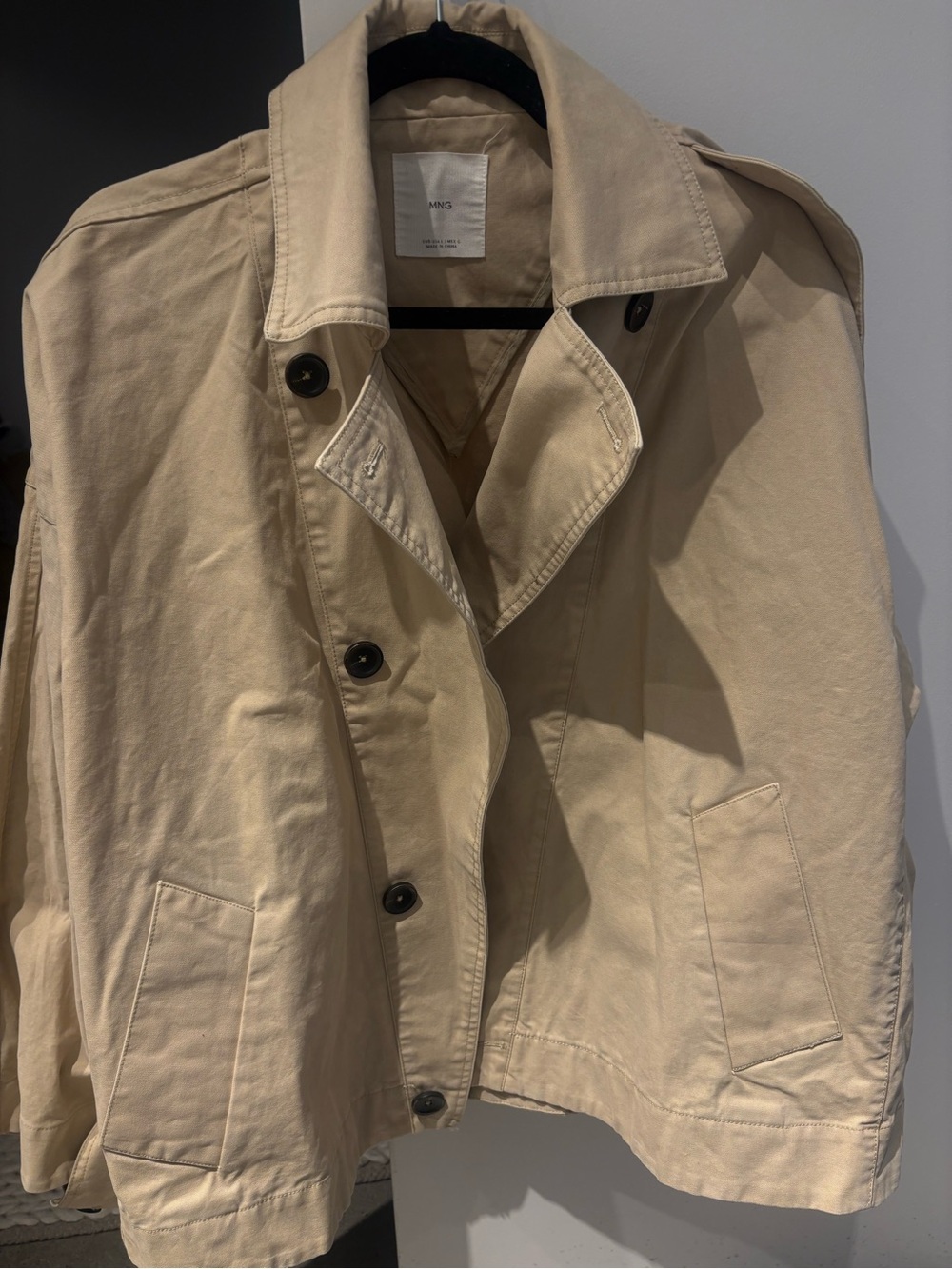 Mango Beige Trench Coat with Button Front